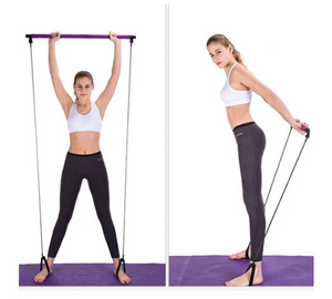 Portable Pilates Bar Kit With Resistance Band Exercise Stick